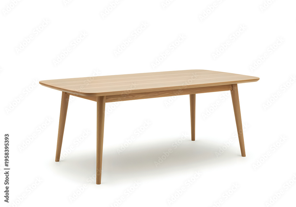 Fototapeta premium Light brown wooden table with four legs on white background