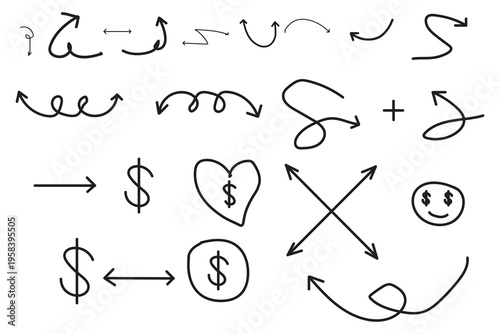 Hand drawn doodle arrows and symbols
