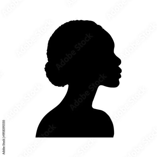 silhouette of a young black woman - vector illustration