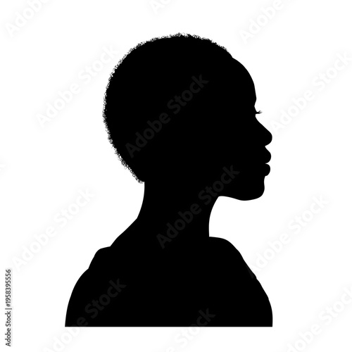 silhouette of a young black woman - vector illustration