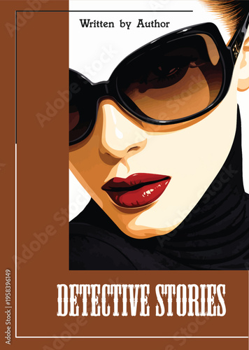 075-09-Close up of a mysterious woman's face with red lips and sunglasses for a book cover