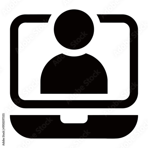 Vector of a laptop screen displaying a person icon in silhouette