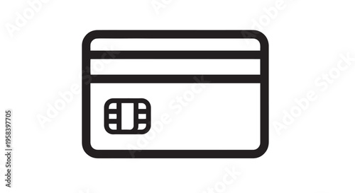 Simple outline vector graphic icon representing a modern bank debit or credit payment card