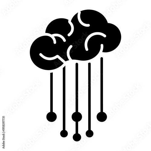 Vector of a dark storm cloud with heavy raindrops falling