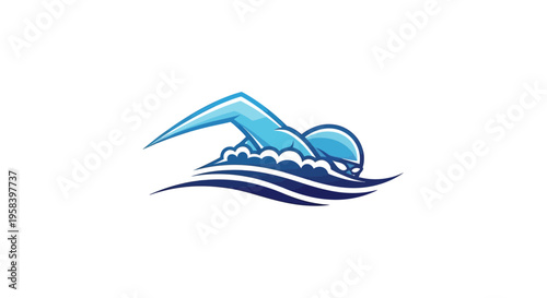 Abstract blue swimmer logo design