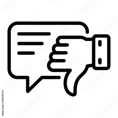 Vector of a hand giving a thumbs down to a speech bubble