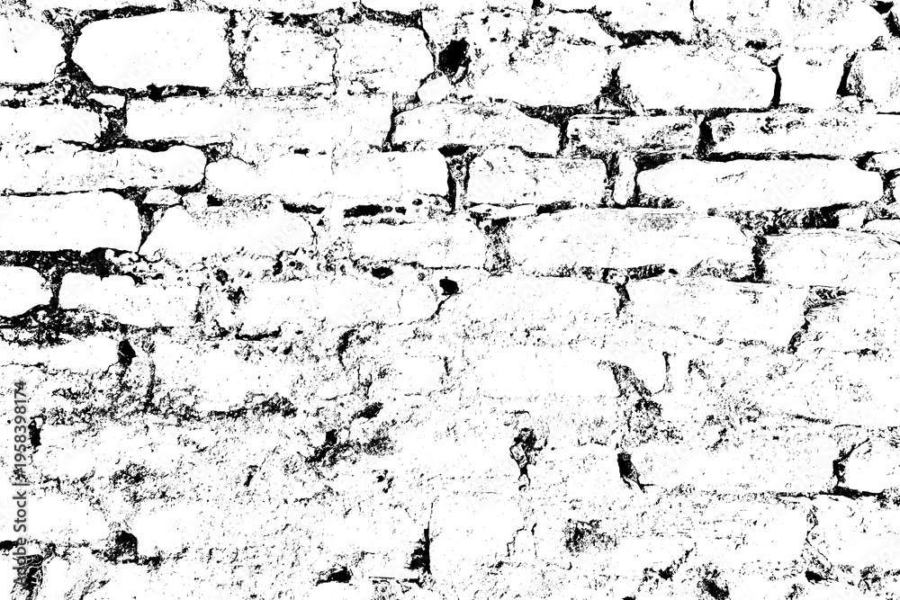 Obraz premium Black and white background with a weathered, dirty, and stained, aged stone wall texture.