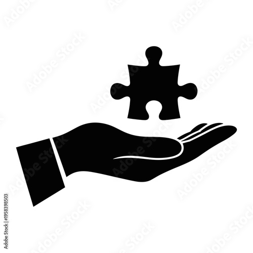 Vector of a hand holding a single puzzle piece