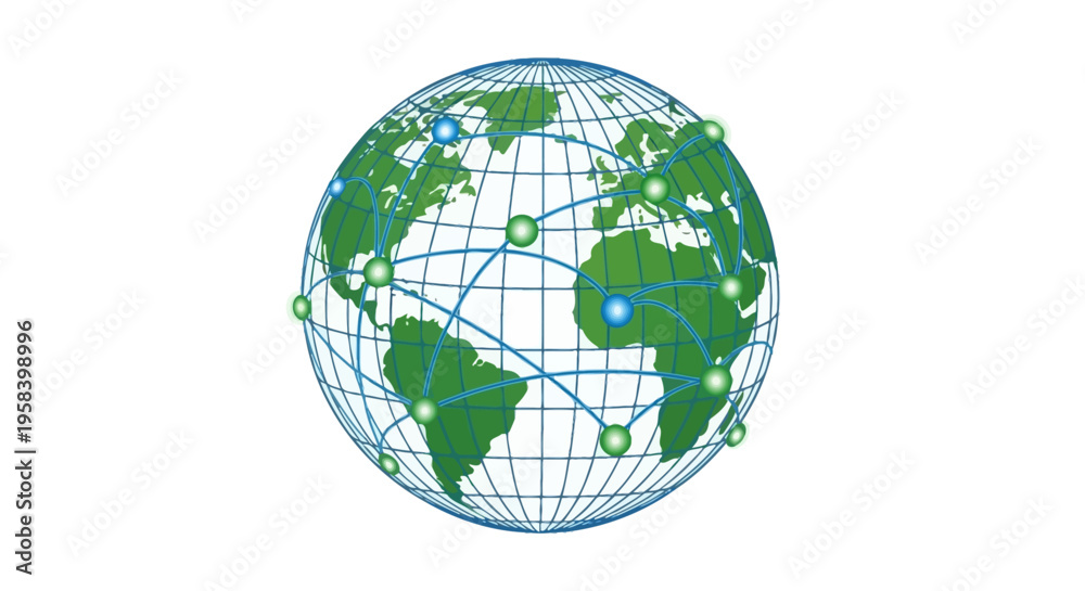Obraz premium Global Network Connection on a Digital Earth