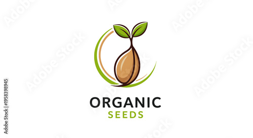 Organic Seed Germination Logo for Natural Growth and Healthy Products
