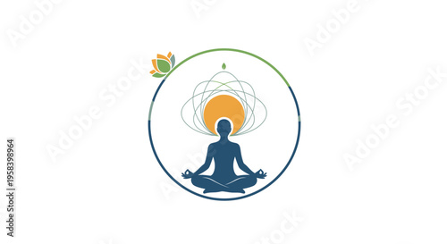 Silhouette of a person meditating in lotus pose for mindfulness and spiritual wellness.