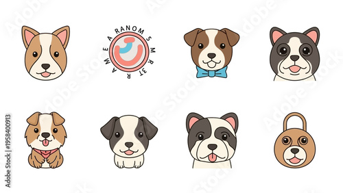 Collection of Cute Cartoon Dog and Cat Characters with a Fun Logo Design for Pet Lovers