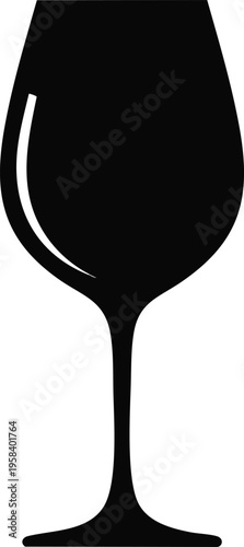 A black silhouette of a wine glass, perfect for illustrating beverages, celebrations, or fine dining occasions