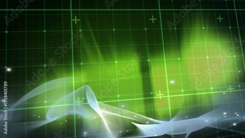 Animation of waves on green digital screen