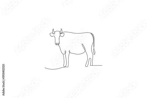 Cow minimalist head outline in continuous one line drawing stay
