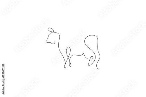 Cow single continuous line face minimalist vector illustration
