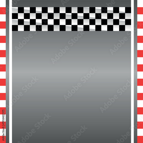 Race Track Finish Line Background with Checkered Flag Pattern and Red White Curbing Vector