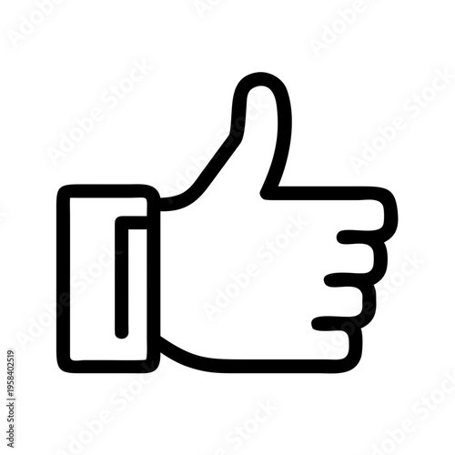 A minimalist thumbs up icon in a simple black line art style on a white background