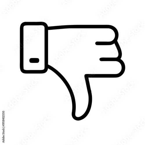 A vector graphic illustration of a thumbs down icon in a simple and modern design style