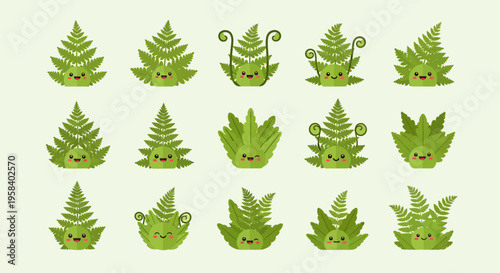 Cute leaves with umbrellas in pastel colors