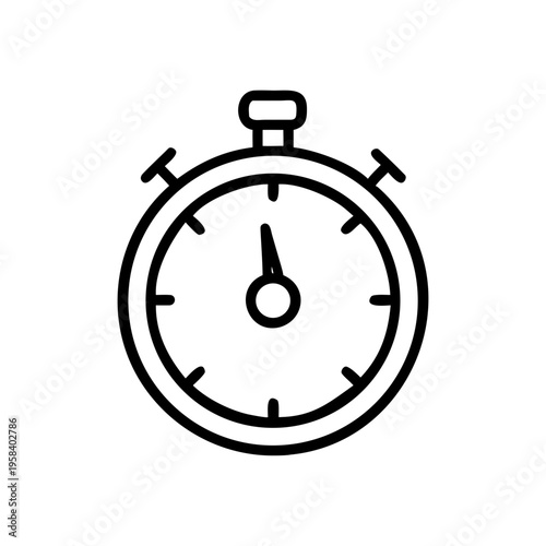 A minimalist vector graphic of a stopwatch icon on a white background