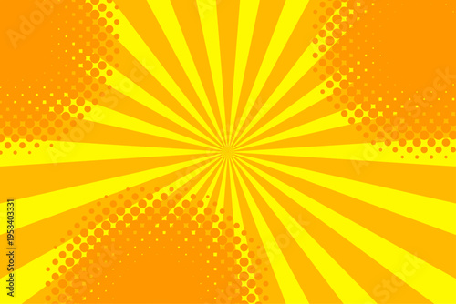 アメコミ風 集中線ドット バースト ポップ 背景 フレーム テンプレート　オレンジ　黄色