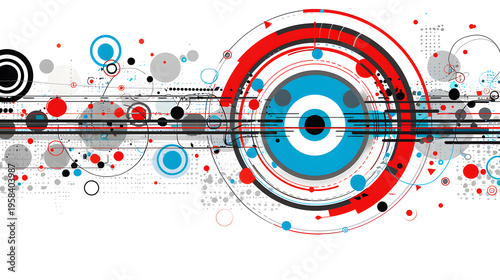 Abstract technology background with connecting circles and lines