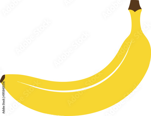 A bright yellow banana fruit, simple and clean illustration, representing healthy eating and tropical flavors