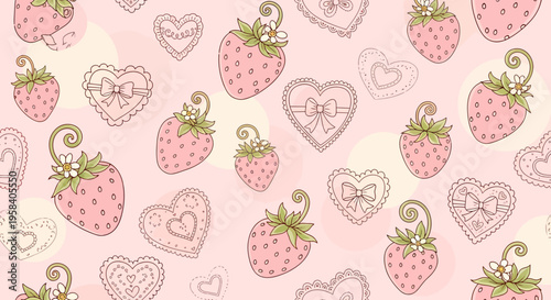 Strawberries and Hearts Pattern Valentine's Day