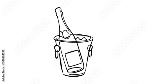 A champagne bottle in an ice bucket vector illustration