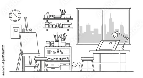 Graphic Designer Workspace Interior Setup.