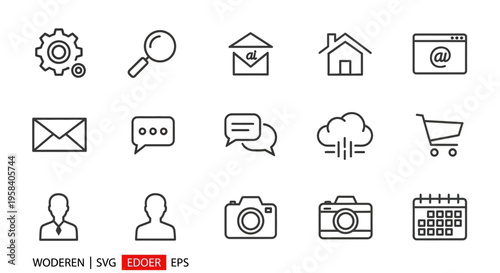 Collection of web and business icons.
