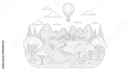 Hot air balloon flying high freely.