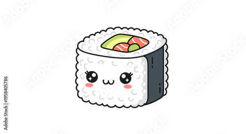 Sushi roll smiling face cute food
