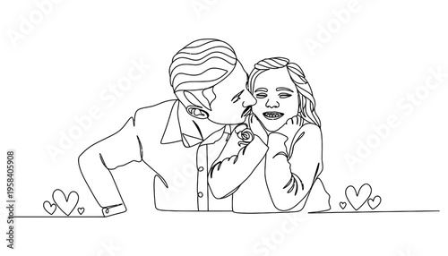 A loving couple sharing a romantic moment in a sweet illustration
