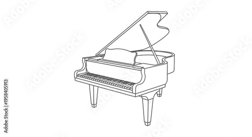 Grand piano musical instrument drawing.