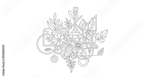 Detailed illustration of various flowers.