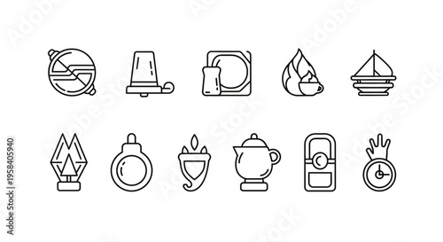 Various icons of objects and symbols.