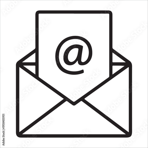 Simple vector graphic illustration of an envelope with an email symbol