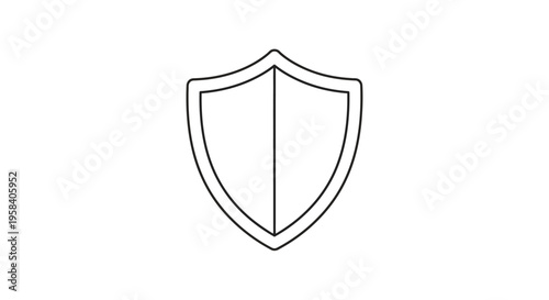 Simple Black Shield Icon on White.