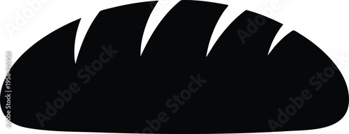 A black silhouette of a loaf of bread with scoring marks on top, representing baked goods and bakery items, perfect for food-related concepts