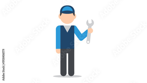 Mechanic Illustration: An illustrated mechanic, holding a wrench, ready to assist with machinery and maintenance.