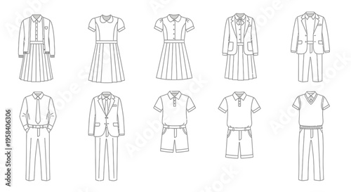 Collection of various formal outfits.