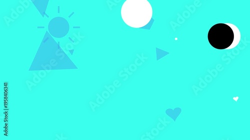 Geometric shapes floating in a colorful hipster memphis style motion background