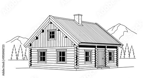 Log Cabin House Exterior Design.