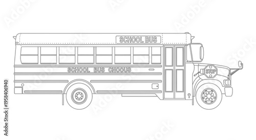 School Bus Side View Illustration.