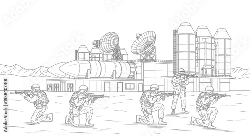 Soldiers in tactical gear aiming rifles.