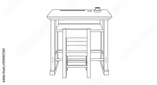 Wooden Workbench with Stool Furniture.