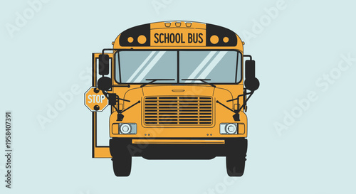 Yellow School Bus Front View.