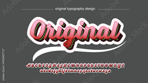 A creative typography design featuring the word 'Original' in pink and white